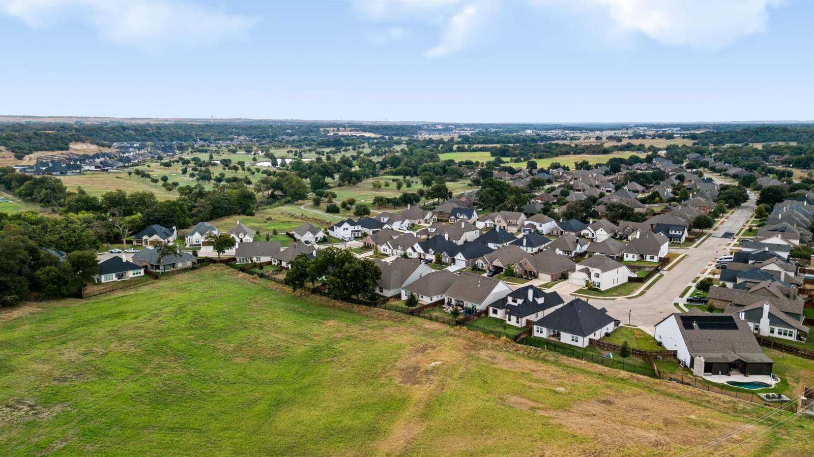 Aerial view of a residential area in Weatherford